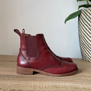 Madewell burgundy leather flat ankle boots sz 6